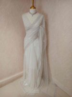 Net saree with cutbead and sequence work on horizontal direction - Image 9