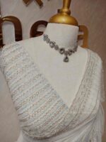 Net saree with cutbead and sequence work on horizontal direction - Image 8