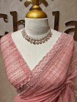 Net saree with cutbead and sequence work on horizontal direction - Image 13