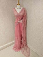 Net saree with cutbead and sequence work on horizontal direction - Image 15