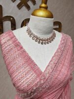 Net saree with cutbead and sequence work on horizontal direction - Image 14