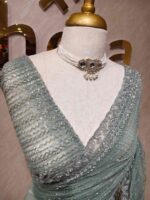 Net saree with cutbead and sequence work on horizontal direction - Image 11