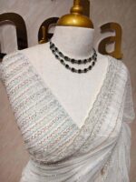 Net saree with cutbead and sequence work on horizontal direction - Image 17