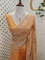Organza with small 2 hibiscus like flowers, 4leaf motif - Image 16