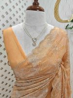 Organza with small 2 hibiscus like flowers, 4leaf motif - Image 17