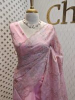 Organza with small 2 hibiscus like flowers, 4leaf motif - Image 7