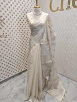 Organza with small 2 hibiscus like flowers, 4leaf motif - Image 12