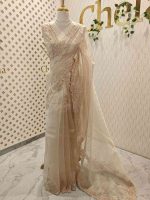 Organza with different leaf's like thread, beads pattern and scallop border - Image 6