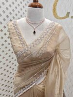 Organza with Turkish big work and horizontal beads, sequence work