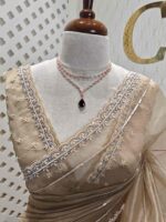 Organza with Turkish big work and horizontal beads, sequence work - Image 2