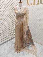 Organza with Turkish big work and horizontal beads, sequence work - Image 4