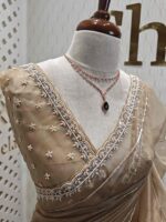 Organza with Turkish big work and horizontal beads, sequence work - Image 3