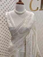 Organza with Turkish big work and horizontal beads, sequence work - Image 5
