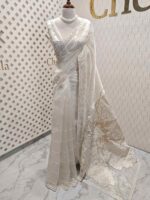 Organza with Turkish big work and horizontal beads, sequence work - Image 7