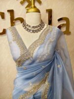 Organza with sequence round flower on scalp boarder - Image 26