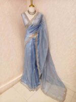 Organza with sequence round flower on scalp boarder - Image 28