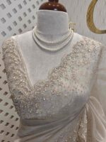 Organza with sequence flower and stone work - Image 28