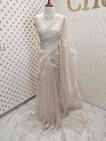 Organza with sequence flower and stone work - Image 30
