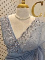 Organza with sequence flower and stone work - Image 34