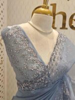 Organza with sequence flower and stone work - Image 35