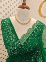 Organza with sequence flower and stone work - Image 37