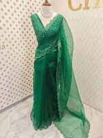 Organza with sequence flower and stone work - Image 39