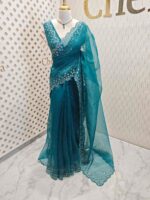 Organza with sequence flower and stone work - Image 33
