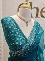 Organza with sequence flower and stone work - Image 32