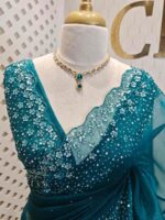 Organza with sequence flower and stone work - Image 31