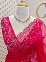 Organza with sequence flower and stone work - Image 40