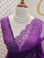 Organza with sequence flower and stone work - Image 43