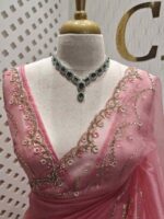Organza with stone and  diamond scalp with temple arch border - Image 48