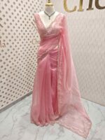 Organza with stone and  diamond scalp with temple arch border - Image 49