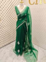 Organza with spiral beads and peal flower border - Image 31