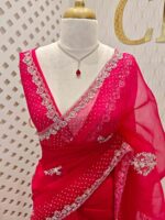 Organza with spiral beads and peal flower border