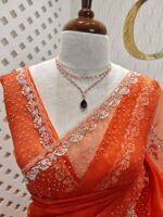 Organza with spiral beads and peal flower border - Image 32
