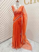 Organza with spiral beads and peal flower border - Image 34
