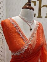 Organza with spiral beads and peal flower border - Image 33