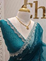 Organza with spiral beads and peal flower border - Image 36