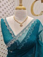 Organza with spiral beads and peal flower border - Image 35