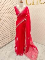 Organza with spiral beads and peal flower border - Image 40