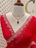 Organza with spiral beads and peal flower border - Image 38