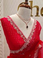 Organza with spiral beads and peal flower border - Image 39