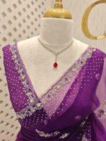 Organza with spiral beads and peal flower border - Image 41