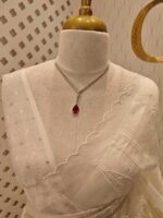 Organza with big flower applique and its stem thread work - Image 47