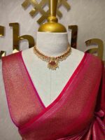 Soft katan silk with simple flower buttas and zigzag, diamond like zari border - Image 5