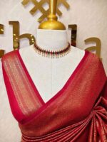 Soft katan silk with  floral buttas and veiny design and checks, zigzag like border - Image 11
