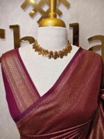Soft katan silk with  floral buttas and veiny design and checks, zigzag like border - Image 14