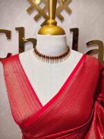 Soft katan silk with simple flower around dot buttas and leafs - Image 5