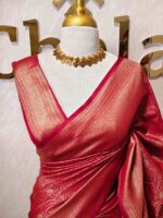 Soft katan silk with simple flower around dot buttas and leafs - Image 7